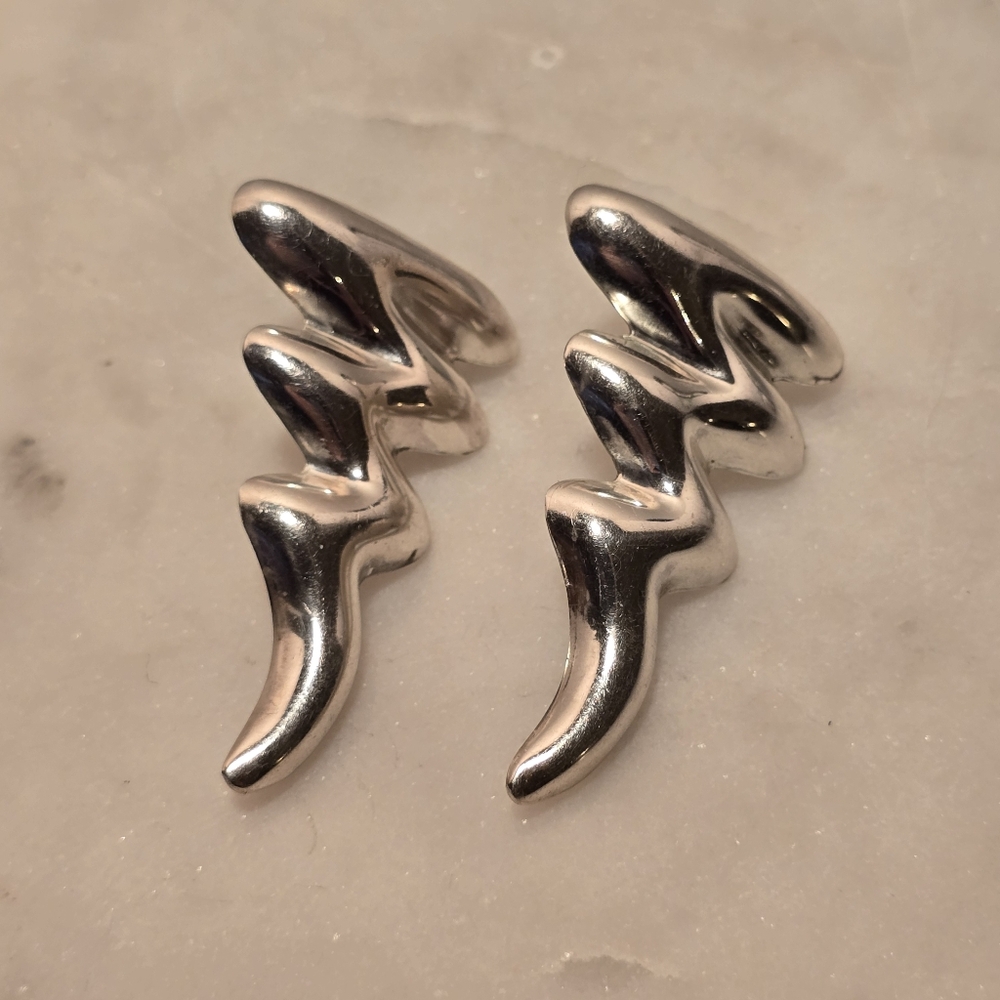 Taxco - Large Sterling Silver Zigzag Earrings